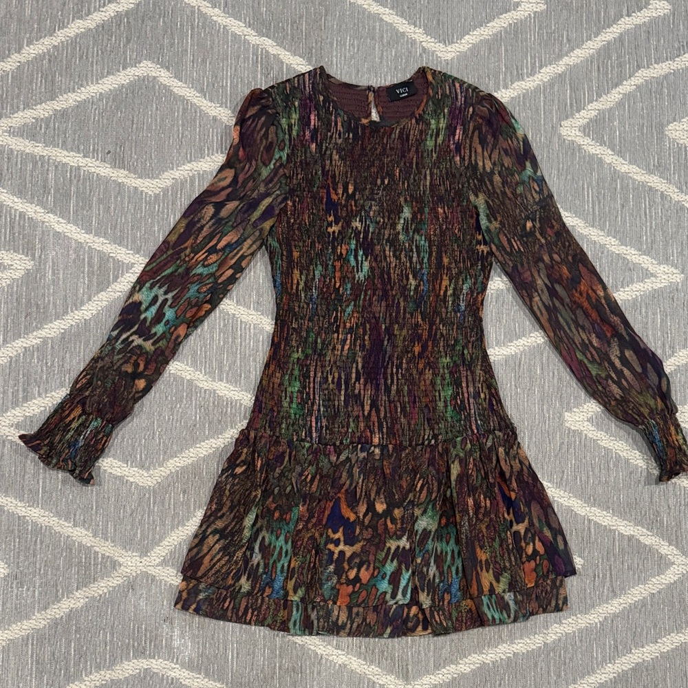 NEW Vici Vibrant Patterned Long Sleeve Dress size L